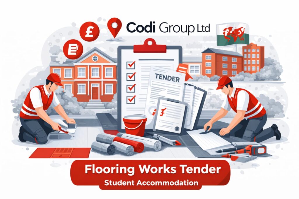 Wales student accommodation flooring works tender illustration
